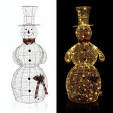 Alpine CIM219XL 71" gold wire snowman – daytime and lit nighttime views