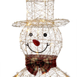 Alpine CIM219XL gold wire snowman – close-up of face, top hat and plaid bow tie