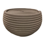 Alpine 14" modern ribbed bowl floor fountain in Charcoal – textured sandstone-look finish, real photo on white