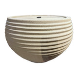 Alpine ribbed bowl floor fountain in Cream – side view showing the rippled bands, real photo on white