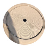 Alpine ribbed bowl floor fountain in Cream – top view of the concentric-ripple basin and center bubbler