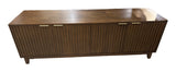 Bayside Furnishings Colin 72" accent console in walnut finish with fluted doors – real photo of this unit, front view with doors closed, on white