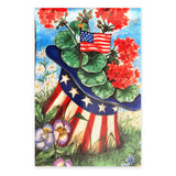 Patriotic garden flag – Uncle Sam hat with geraniums and American flag