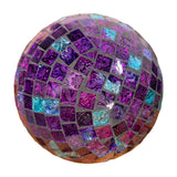 Alpine purple embossed tile glass mosaic gazing globe – real photo, second angle