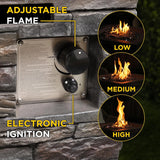 Alpine stone look column fire pit – adjustable flame and electronic ignition