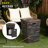 Alpine stone look column fire pit – easy-access door for a 20 lb propane tank (tank not included)