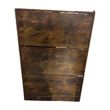 Rustic brown shoe storage cabinet with 3 flip drawers and matching shoe bench – real photo of the cabinet, front, on white
