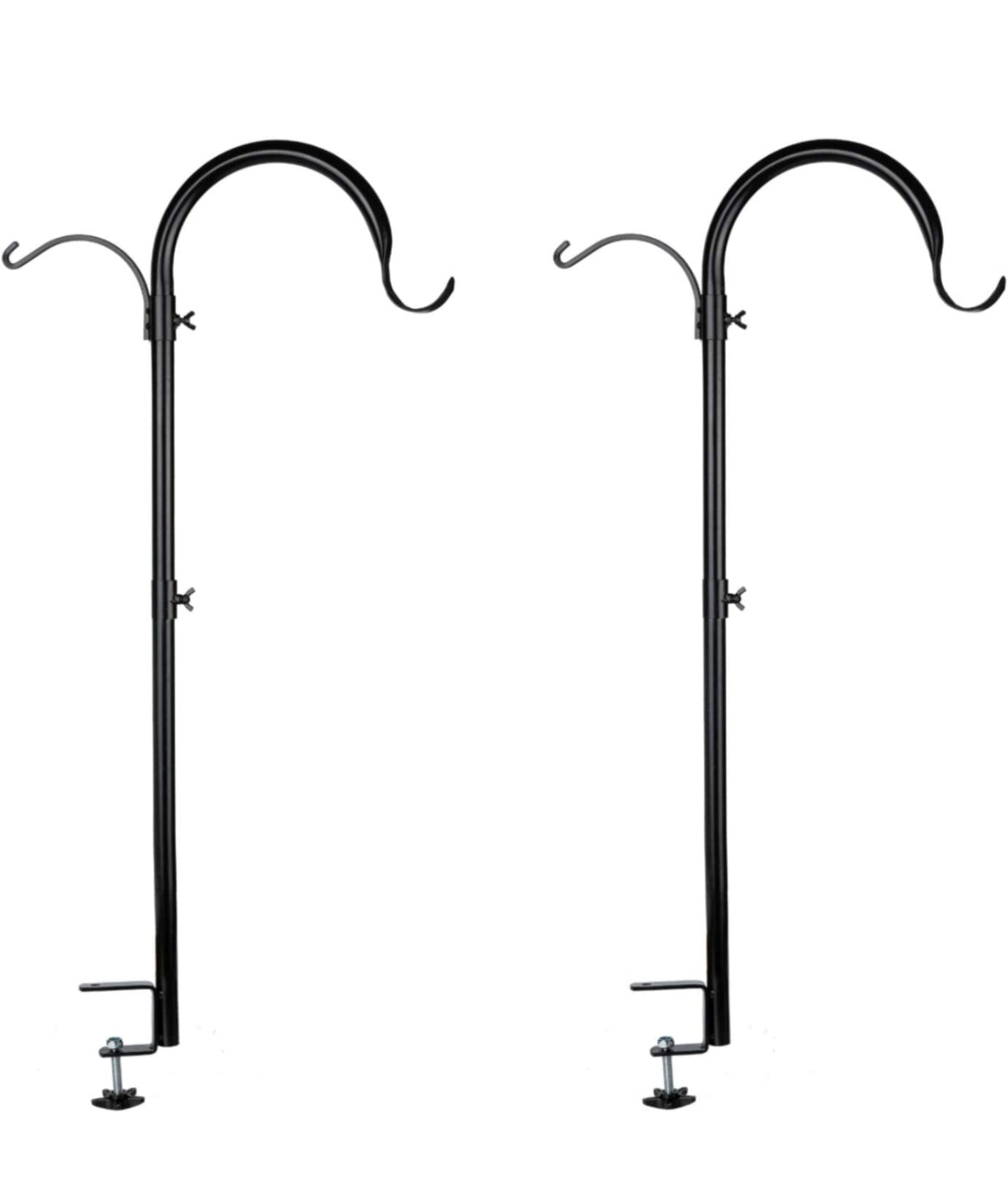 2 Pack Three Span Deck Hook, 37 Inches Deck Bird Feeder Pole, Hanging Baskets Porch Multi-Hook for Deck Kit with Three Branches for Plant Hangers, Lanterns, Wind Chimes and More