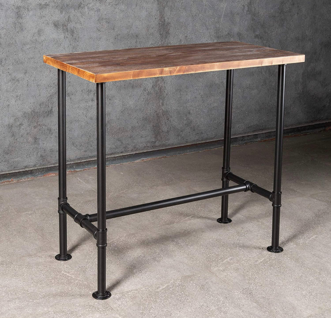 Diwhy DIY Industrial Design Pipe Dining Table Casual Pub BAR Laptop Table Modern Studio Wood and Metal Rectangular Dining Table homeoffice Desk Breakfast high bar Table