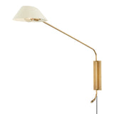 1-Light Portable Plug In Wall Sconce, Patina Brass and Soft Sand