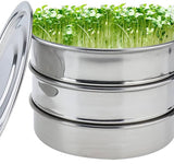 Sprouts Growing Kit, Stainless Steel Seed Sprouting Tray Set-3 Pieces Stackable Sprouter Kit