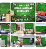 24pcs Grass Wall Artificial Boxwood Panels, 10" x 10", Topiary Hedge Plant w/UV Protection, Privacy Fence Screen for Outdoor Indoor Garden Backyard Wedding Backdrop Decor