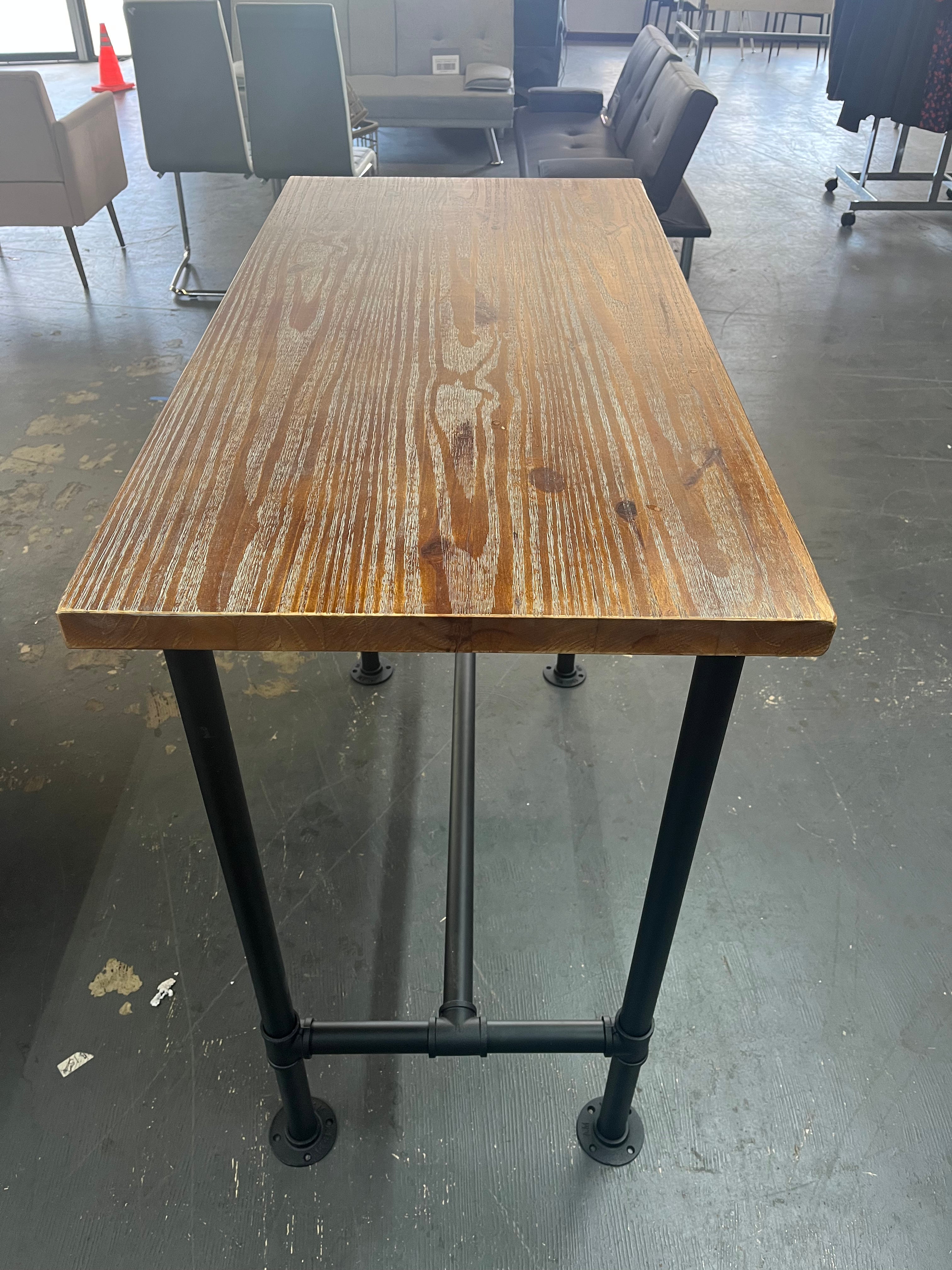 Diwhy DIY Industrial Design Pipe Dining Table Casual Pub BAR Laptop Table Modern Studio Wood and Metal Rectangular Dining Table homeoffice Desk Breakfast high bar Table