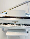 Wm. Knabe & Co. grand piano in white semi-gloss with lid open – front view