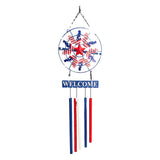 Alpine patriotic WELCOME wind chime – Roosters design, real photo on white