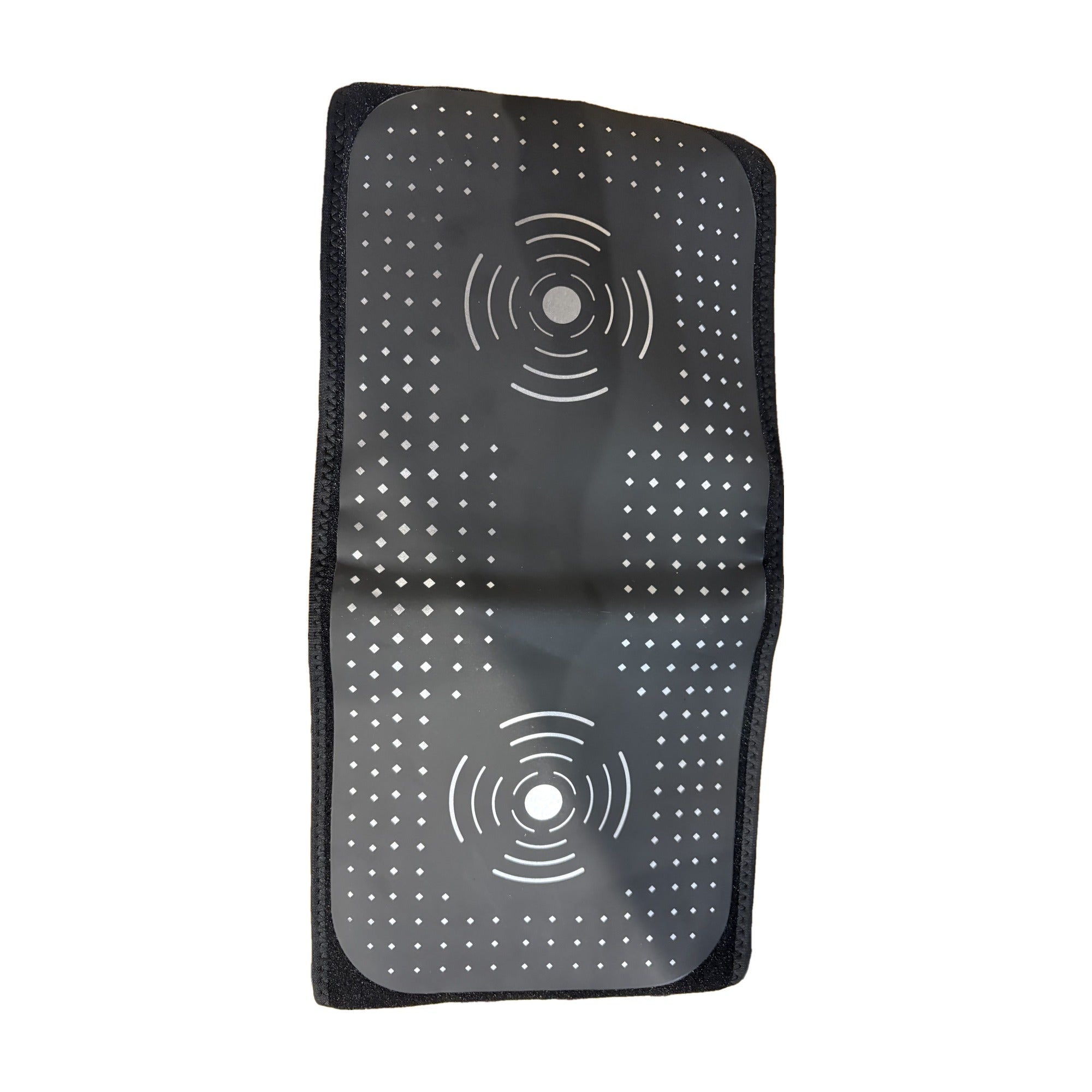 Black LED red light therapy massage belt with digital controller – real photo, pad side