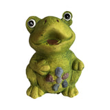 Alpine ceramic frog with beaded flower belly – real photo, front