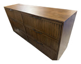 Henredon Ryland 71" 6-drawer dresser, walnut finish with fluted drawer fronts – real photo of this unit, angled front view on white