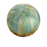 Alpine turquoise and aqua drip glaze ceramic gazing globe – real photo