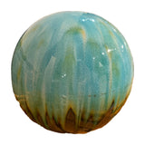 Alpine turquoise and aqua drip glaze ceramic gazing globe – real photo, second angle