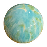 Alpine turquoise and aqua drip glaze ceramic gazing globe – real photo, third angle