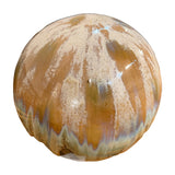 Alpine tan and cream drip glaze ceramic gazing globe – real photo