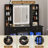 Black vanity desk – lighted mirror close-up (manufacturer image)