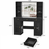 Black vanity desk – dimensions diagram (manufacturer image)