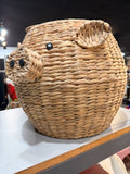 Woven pig basket with lid – real photo, other side view
