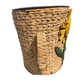 Woven watering can planter – back view showing the woven side handle, real photo on white