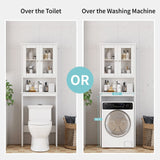 Walsunny white over-the-toilet storage cabinet with glass doors – over the toilet or over the washer (stock photo)