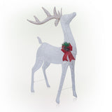Alpine WDR152 50" white mesh pre-lit reindeer with red bow – product view on white