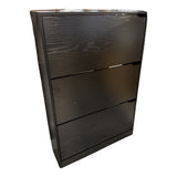 Wodeer black shoe storage cabinet with 3 flip drawers – real photo of this cabinet, front, on white