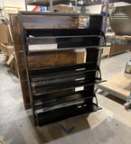 Wodeer black shoe storage cabinet with 3 flip drawers – real photo, front with all 3 drawers open