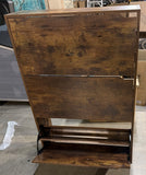 Wodeer rustic brown shoe storage cabinet with 3 flip drawers – real photo, bottom drawer open