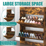 Wodeer rustic brown shoe storage cabinet with 3 flip drawers – adjustable and removable shelves (stock photo)