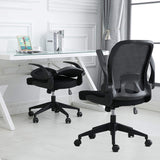 IPKIG Foldable Office Chair - Home Office Desk Chairs with Wheels and Flip-Up Arms - Foldable Backrest Mesh Computer Chair Adjustable Swivel Rolling Home Executive