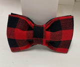 Red and Black Plaid Bow Tie Dog Collar