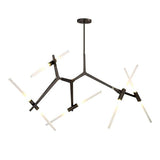 Duchess 10-Light Black Branch Asymmetric Modern Chandelier with Frosted Glass Shade For Living Room & Dining Room