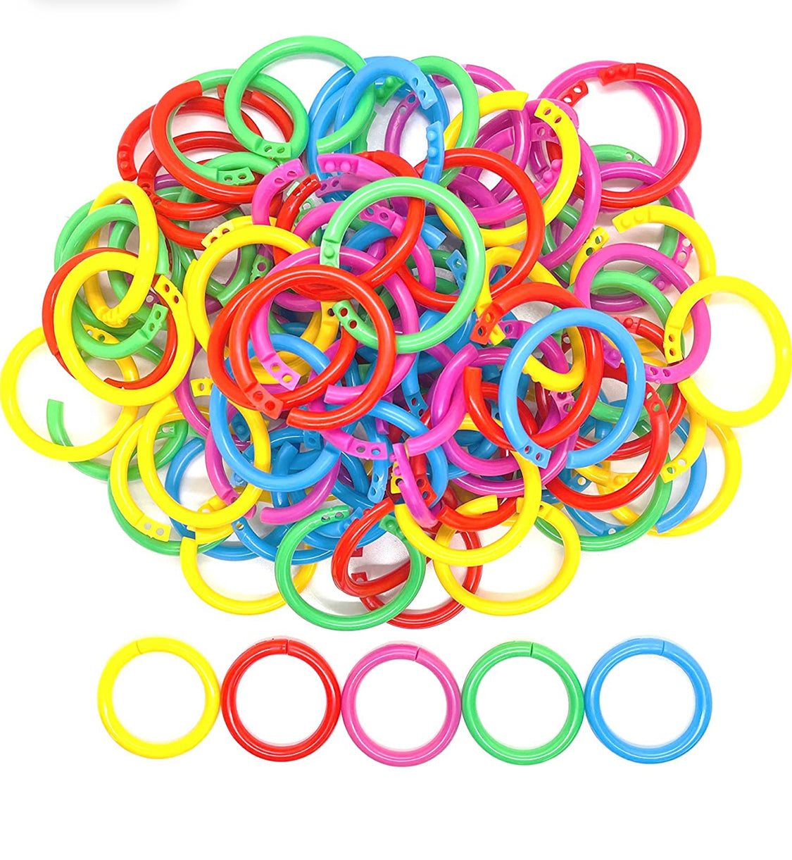 Plastic Loose Leaf Rings Multi-Color Binder Rings