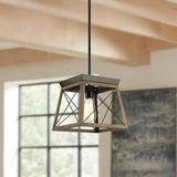 Farmhouse Pendant Light, Metal Hanging Light Fixt be ure with metal wood Finish
