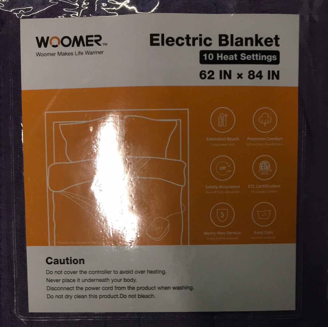 Woomer Electric Heated Blanket Soft Flannel Comfortable Blanket Full 77"x84"