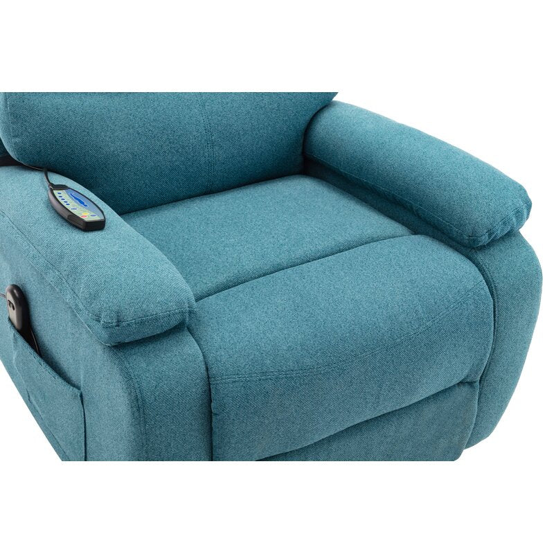 31.1'' Wide Power Lift Assist Standard Recliner with Massager and Heat (Light Blue, Turquoises)