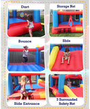 ACTION AIR Bounce House, Inflatable Bouncer with Air Blower, Jumping Castle with Slide, Family Backyard Bouncy Castle, Durable Sewn with Extra Thick Material, Idea for Kid