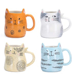 Cartoon Cat Handcrafted Stoneware Ceramic 10oz Mugs