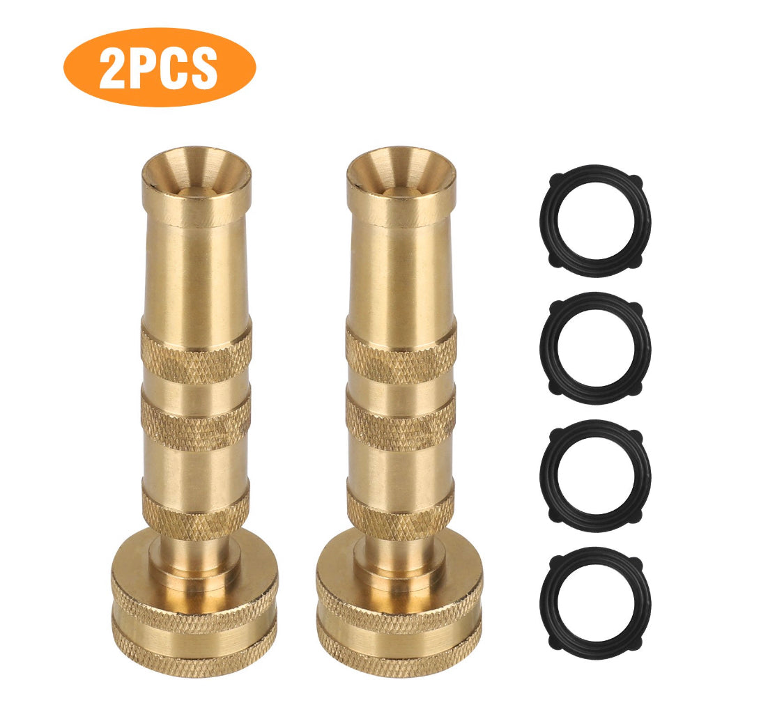 2Packs Solid Brass Garden Hose Nozzle Heavy Duty, High Pressure Hose N