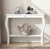 Narrow Console Table with Drawer, Chic Accent Sofa Table, Entryway Table, White