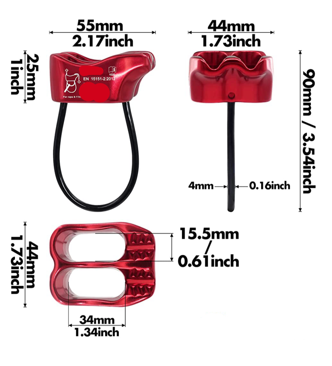 CLIMBING Tubular V-grooved Belay Device Package with Screw Locking Carabiner